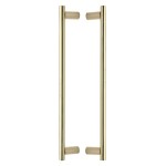 M Marcus Heritage Brass Back to Back Door Pull Handle 19mm Round Bar Design 489mm length